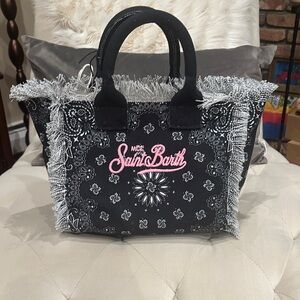 MC2 Saint Barth Black Tote with Pink Logo